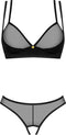Obsessive - Nesari Tweedelige Kruisloze Set - Zwart