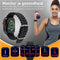 Techancy Smartwatch - Bluetooth - Gezondheidsmonitoring en Slaaptracker - Zwart