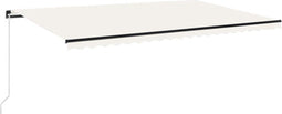 vidaXL - Luifel - handmatig - uittrekbaar - met - LED - 500x300 - cm - crèmekleurig