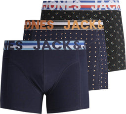 Jack & Jones 3-pack - Heren Boxershorts - Zwart en Donkerblauw met Print