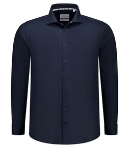 Boston Brothers BBO34F110 - Wide Spread Overhemd - Slim Fit - Navy Twill - Maat 41