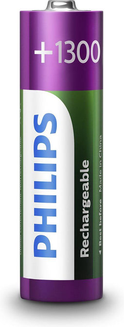 Philips R6B4A130 - AA Batterijen - 1300 mAh oplaadbaar NiMH (4 stuks)