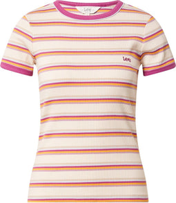 Lee Dames Stripe Tee - Korte Mouw - Normale Pasvorm - Curry