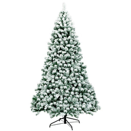 Coast - Verlichte sneeuw bedekte kerstboom 225 cm - 550 LED-lichten - Groen en wit