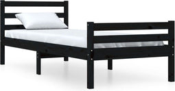 vidaXL - Bedframe - massief - hout - zwart - 90x190 - cm