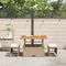 vidaXL - 3-delige - Tuin - Eetset - met - Kussens - Beige - Poly - Rattan - Acacia