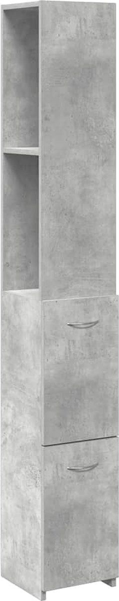 vidaXL - Badkamerkast - 25x25x170 - cm - bewerkt - hout - betongrijs