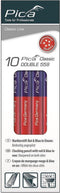 Pica 559/10 - Dubbel potlood - Hoge kwaliteit met scherpe punten - Rood/Blauw (10 stuks)