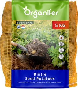 Pootaardappelen Bintje A 28/35 - 5 Kg - Plantgoed - Nak-Gecertificeerd - Geschikt Voor Langdurige Opslag - Gemiddelde Resistentie Tegen Knol-Phytophthora - Geschikt Voor Zand- En Kleigrond - Oogst In 120 Dagen - Organifer