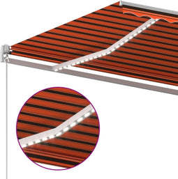 vidaXL - Luifel - handmatig - uittrekbaar - met - LED - 400x300 - cm - oranje - en - bruin
