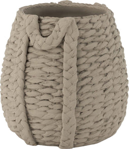 J-Line bloempot Gewoven - cement - grijs - medium