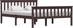 vidaXL - Bedframe - massief - grenenhout - donkerbruin - 140x200 - cm