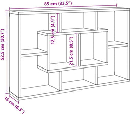 vidaXL - Wandschap - 85x16x52,5 - cm - bewerkt - hout - artisanaal - eikenkleurig