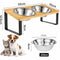 Ceruzo Dubbele Voerbak - RVS Bamboe - Antislip - Kleine Honden - 33x15x12.5 cm