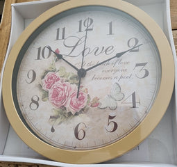 Gerimport Wandklok 30,5 x 4,5 Cm met opdruk Love - Kunststof