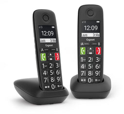 Gigaset E290R - Dect-telefoon - 2 handsets met grote toetsen en display - Zwart (2 stuks)