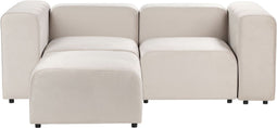 FALSTERBO - Modulaire tweezitsbank met ottomaan - Beige - Fluweel