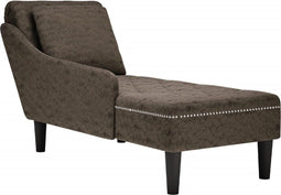 vidaXL - Chaise - longue - kussen - en - rechterarmleuning - kunstleer - donkergrijs