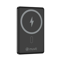 Muvit for Change - Powerbank - 5000 mAh - Draadloos - Zwart Aluminium