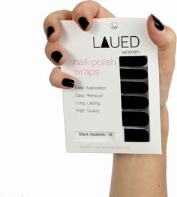 LAUED Nagelstickers - Nail Wraps - 16 Extreem Dunne Nagellak Stickers - Manicure Nail Art Folie - Black Goddess