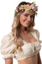 Dressforfun Dirndlblouse Anni XL - Dirndlblouse - Trapeziumvormige halslijn met kant - Korte mouwen met franjes