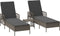 vidaXL - Ligbedden - 2 - stuks - met - Kussens - en - Tafel - Grijs - Poly - Rattan