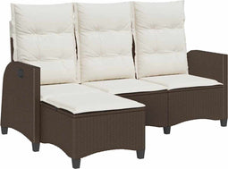 vidaXL - Verstelbare - tuinbank - met - kussens - L-vormig - poly - rattan - bruin