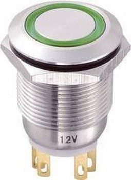 TRU COMPONENTS TC-8904664 Vandalismebestendige drukschakelaar 250 V/AC 5 A 1x uit/(aan) Moment Groen IP65 1 stuk(s)