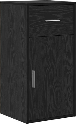 vidaXL - Dressoir - in - Zwart - Eiken - 38x34,5x75 - cm - van - Engineered - Wood