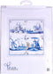 Thea Gouverneur - Borduurpakket met telpatroon - 484 - Voorgesorteerde DMC Garens - Delfts Blauwe Tegels Dorpjes - Linnen - 28 cm x 28 cm - DIY Kit