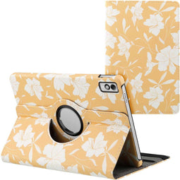 imoshion Tablet Hoes - Geschikt voor Lenovo Tab M10 5G - 360° Draaibare Design Bookcase 2.0 - Yellow Flowers