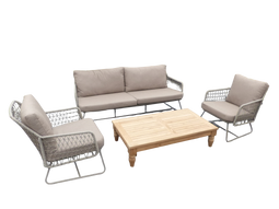 Eurofleur aanbieding - Killeen loungeset zand/natural bruin incl. zand olefin kussens