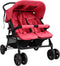 vidaXL - Tweelingkinderwagen - staal - rood