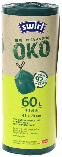 Swirl Öko-ReiBfest Vuilniszakken - Trekband 60L Scheurvast Lekvrij Groen (6x8 zakken)