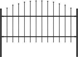 vidaXL - Tuinhek - met - speren - bovenkant - (1-1,25)x1,7 - m - staal - zwart