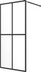 vidaXL - Inloopdouchewand - met - schap - 100x195 - cm - ESG-glas - aluminium - zwart