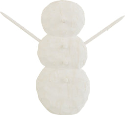 J-Line figuur Sneeuwman - hout - wit