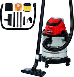Einhell TC-VC 18/20 Li S-Solo - Accu Nat-/Droogzuiger - 20 L RVS reservoir - Max. zuigkracht 80 mbar