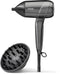 BaByliss Titanium Shine Föhn D6200DE - Compacte Haardroger met Diffuser - 1600W Digitale Motor - Ionische Functie voor Minder Pluizig Haar - Staal