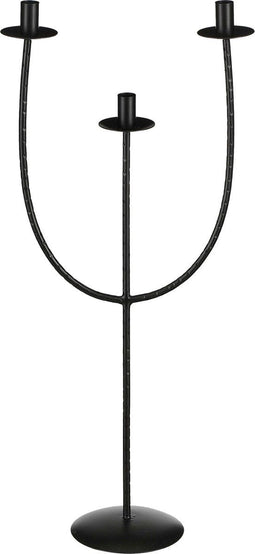 Mica Decorations Kantas - Kandelaar - Voor 3 dinerkaarsen - Zwart