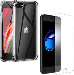iMoshion Hoesje met screenprotector Geschikt voor iPhone SE (2022) / SE (2020) / 8 / 7 / 6s / 6 Hoesje met screenprotector - iMoshion Anti-Shock Backcover + Premium - Transparant