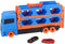 Pop-up auto transporter met 2 metal auto's.