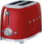 Smeg TSF01RDEU - Broodrooster - 950W 2 sleuven 6 bruining-niveaus - Rood