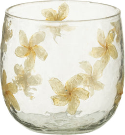 J-Line kaarshouder Bloemen - glas - geel - small - 2 stuks