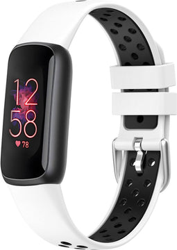 iMoshion Bandje Geschikt voor Fitbit Luxe/Zwart - iMoshion Siliconen sport band zilveren gesp zonder pinnetje - Wit