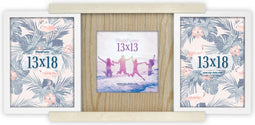 ZEP - Houten Fotolijst 3-Luik Mondello Wit voor foto's 1x13x13 en 2x13x18 (47,5x22,5 cm) - DB457
