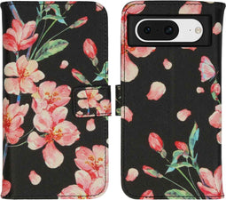 iMoshion Hoesje Geschikt voor Google Pixel 8 Hoesje Met Pasjeshouder - iMoshion Design Softcase Bookcase - Meerkleurig / Blossom Watercolor Black