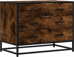vidaXL - Ladekast - 70x41x56 - cm - bewerkt - hout - gerookt - eikenkleurig