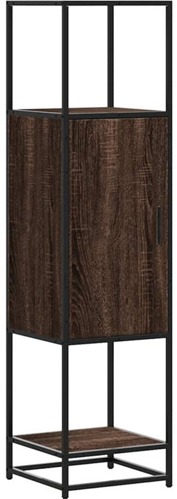 vidaXL - Hoge - kast - 35,5x35x139 - cm - bewerkt - hout - en - metaal - bruin - eiken