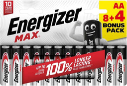 Energizer Max AA - Alkaline Batterijen - Tot 10 jaar houdbaar - Zilver (12 stuks)
